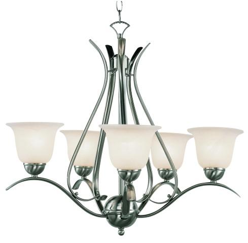 5 LT CHANDELIER-MARBLEIZED GLS